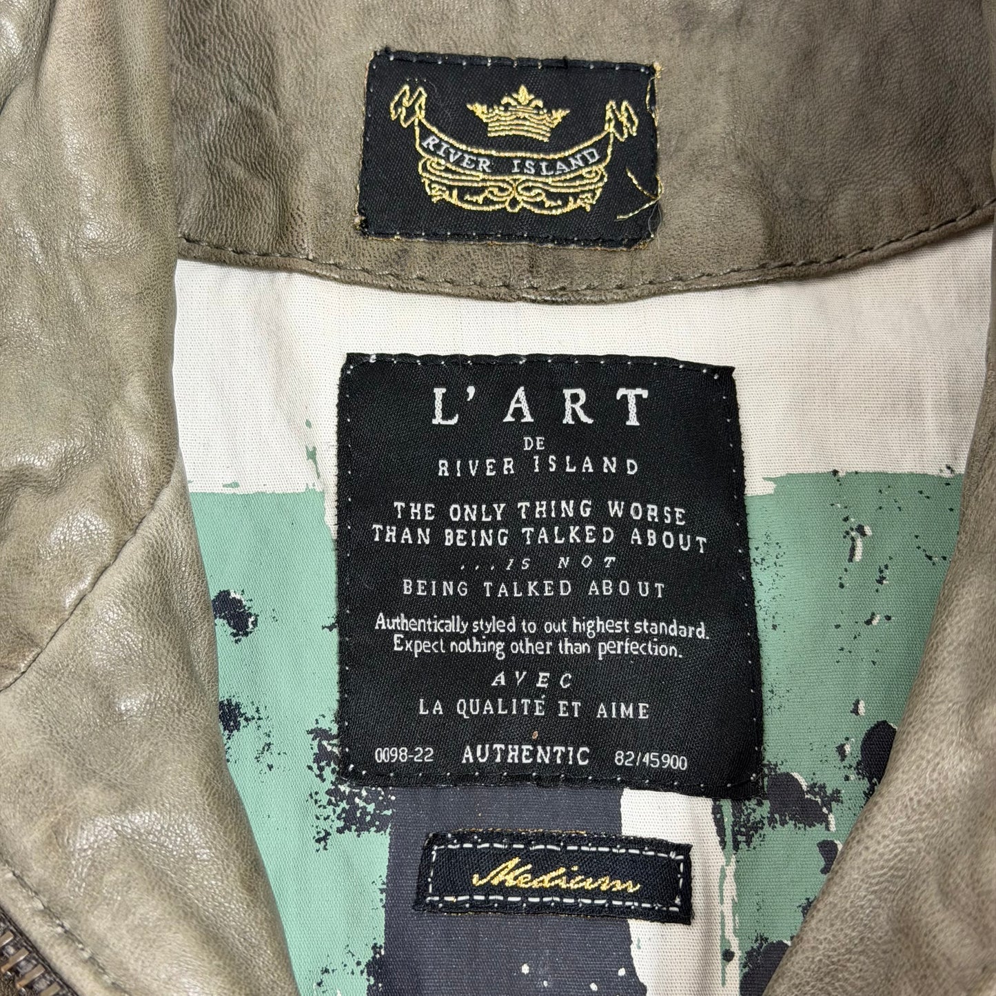 RIVER ISLAND Military Style Leather Jacket