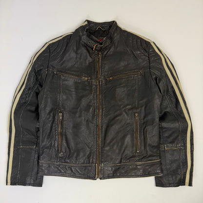 MISSION Distressed Leather Biker Style Jacket