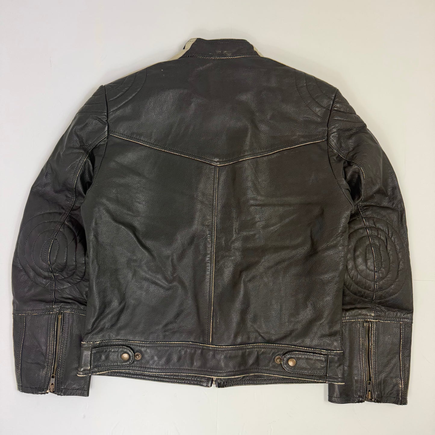 MISSION Distressed Leather Biker Style Jacket