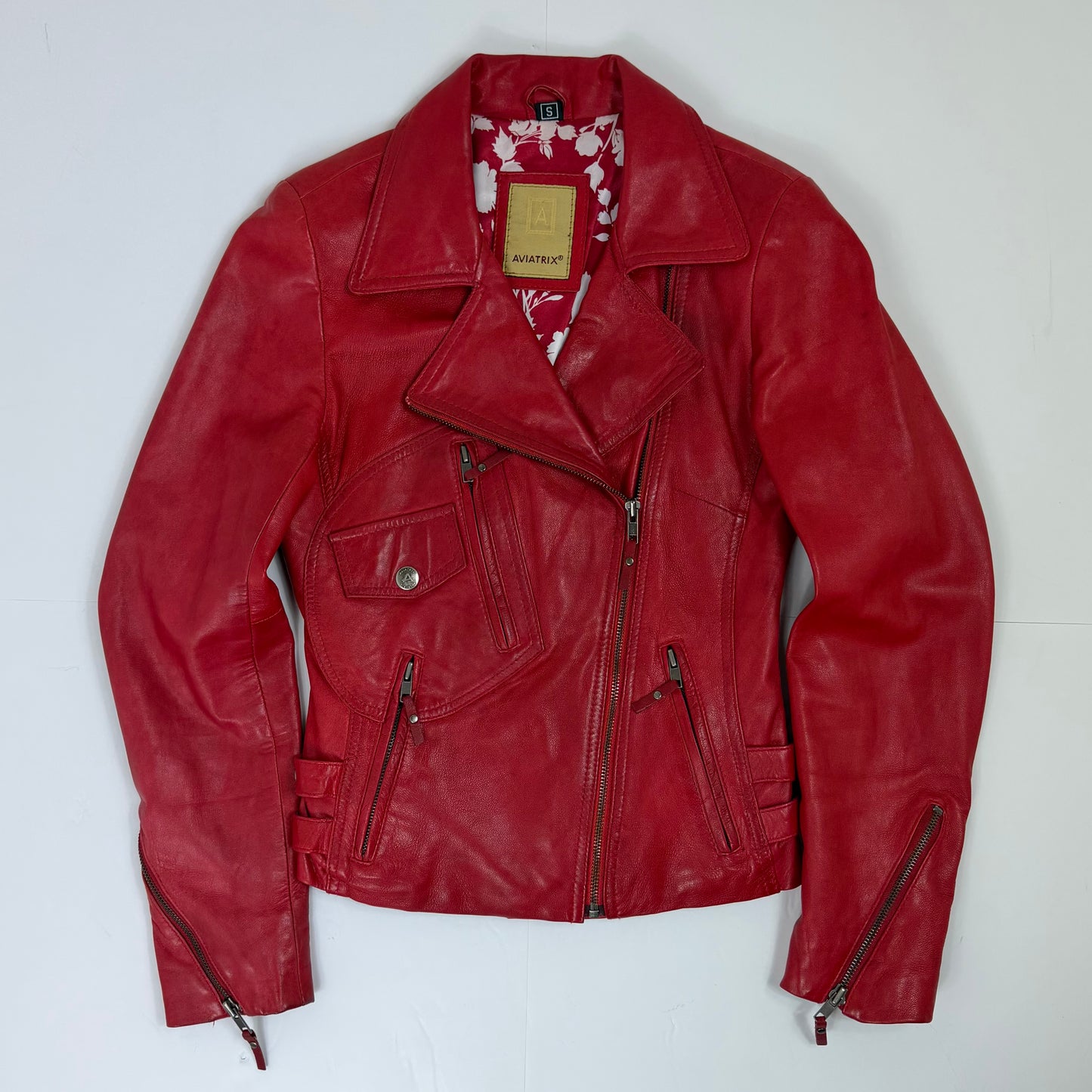 AVIATRIX Asymmetrical Biker Style Leather Jacket