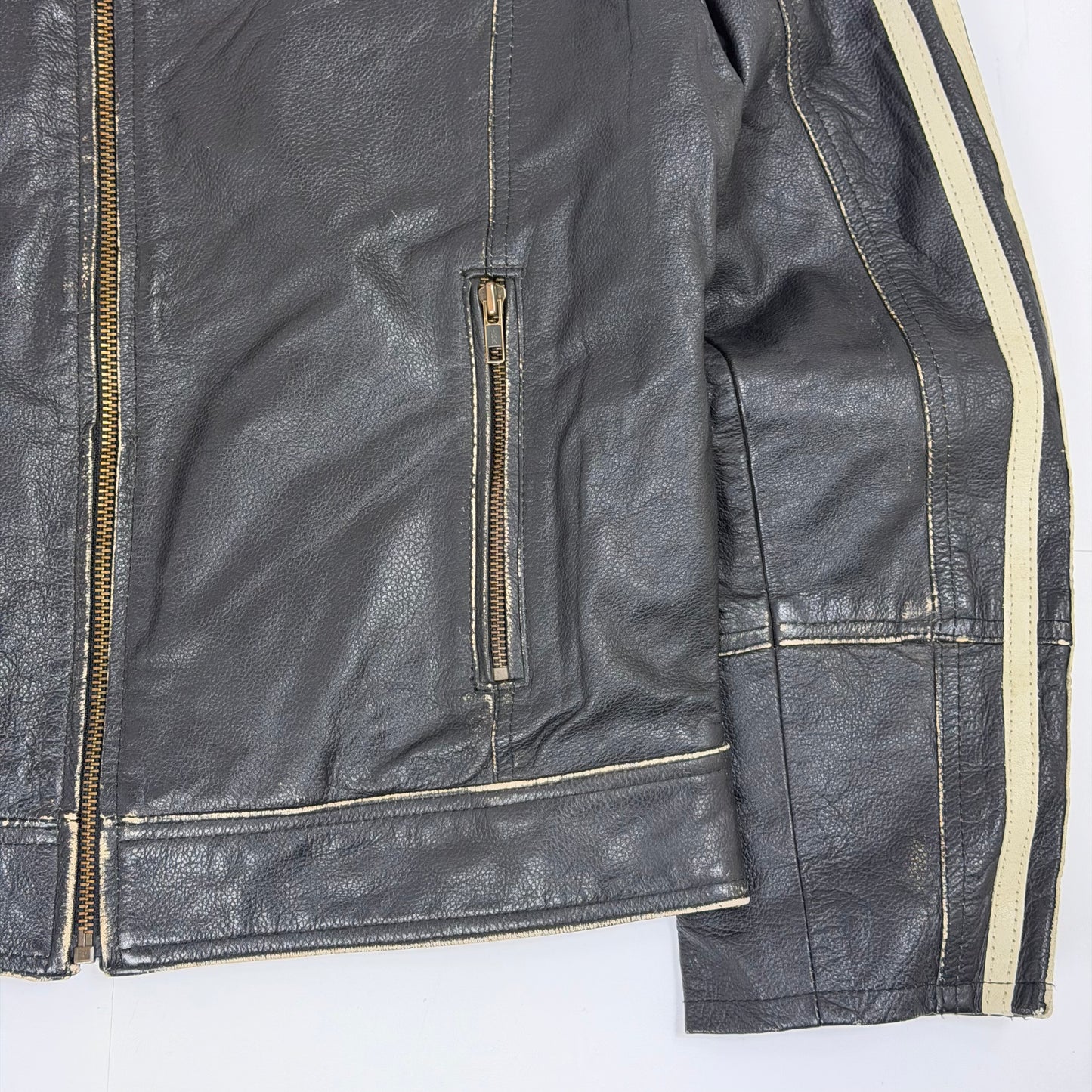 MISSION Distressed Leather Biker Style Jacket