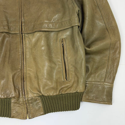 JAEGER Leather Military Style Bomber Jacket