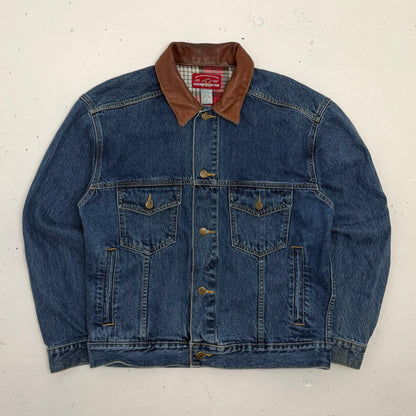 MARLBORO COUNTY STORE 1980’s Denim Jacket / Leather Collar