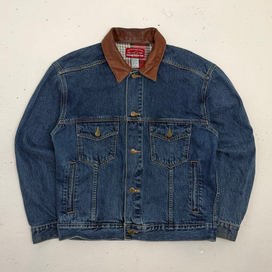 MARLBORO COUNTY STORE 1980’s Denim Jacket / Leather Collar