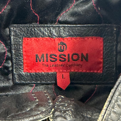 MISSION Distressed Leather Biker Style Jacket