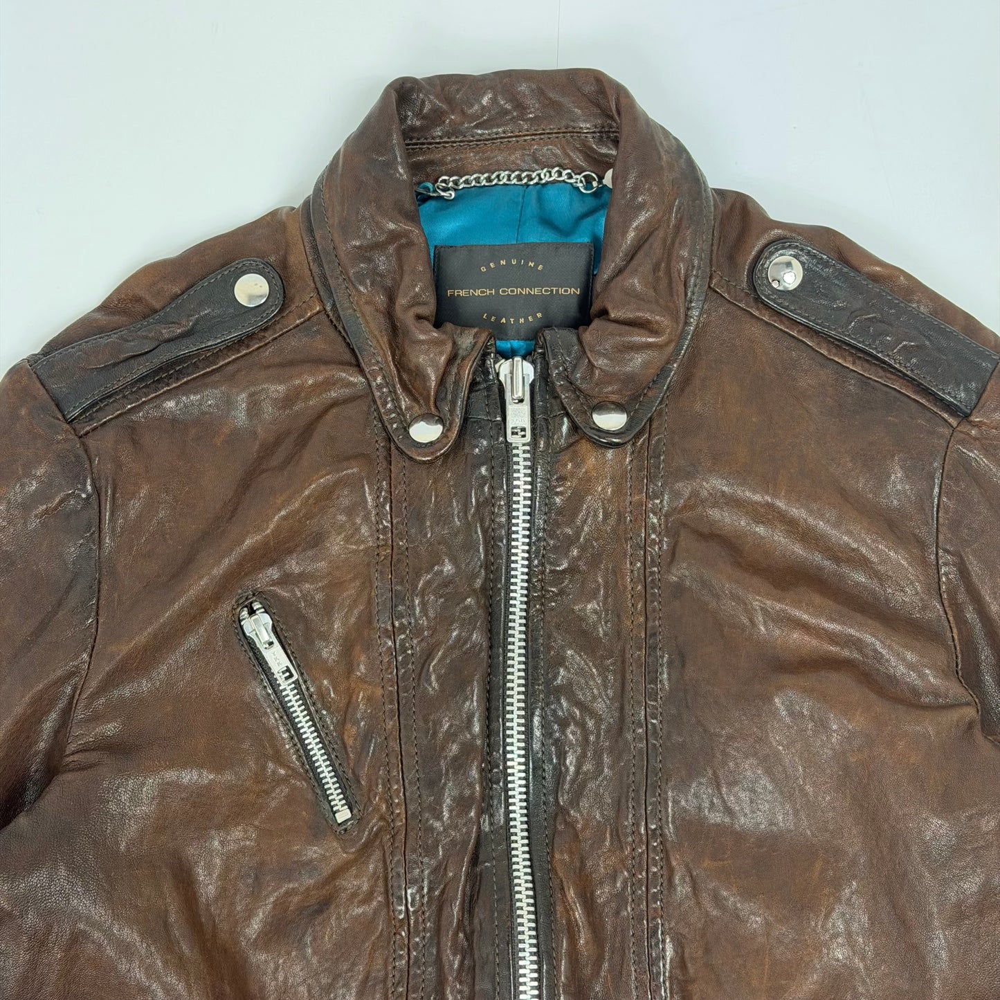 FRENCH CONNECTION Leather Biker Style Jacket