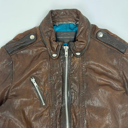 FRENCH CONNECTION Leather Biker Style Jacket