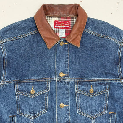 MARLBORO COUNTY STORE 1980’s Denim Jacket / Leather Collar