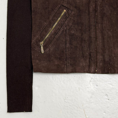 Suede Knit Mongolian Fur Jacket