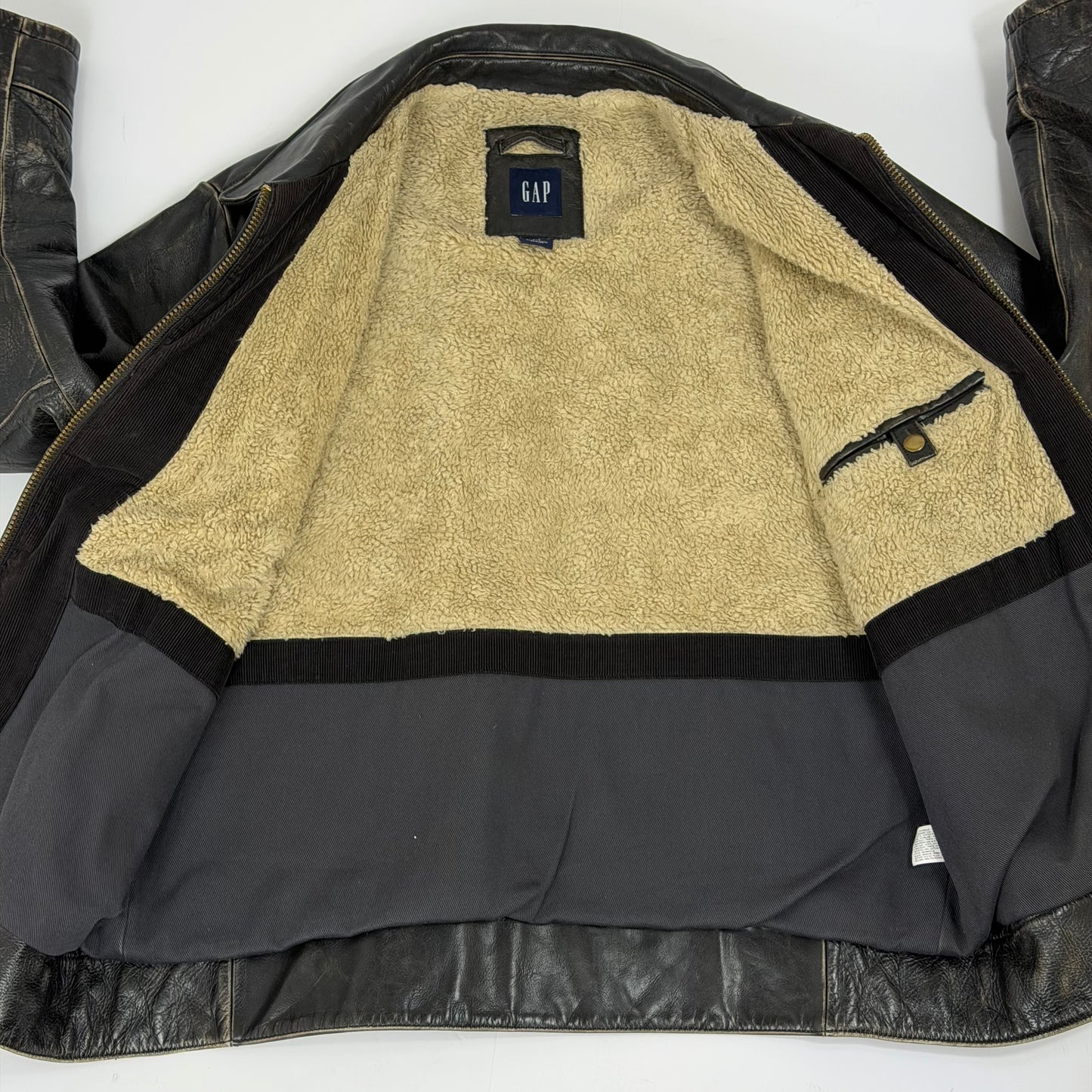 GAP Distressed Sherpa Lined Leather Jacket