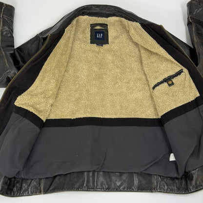 GAP Distressed Sherpa Lined Leather Jacket