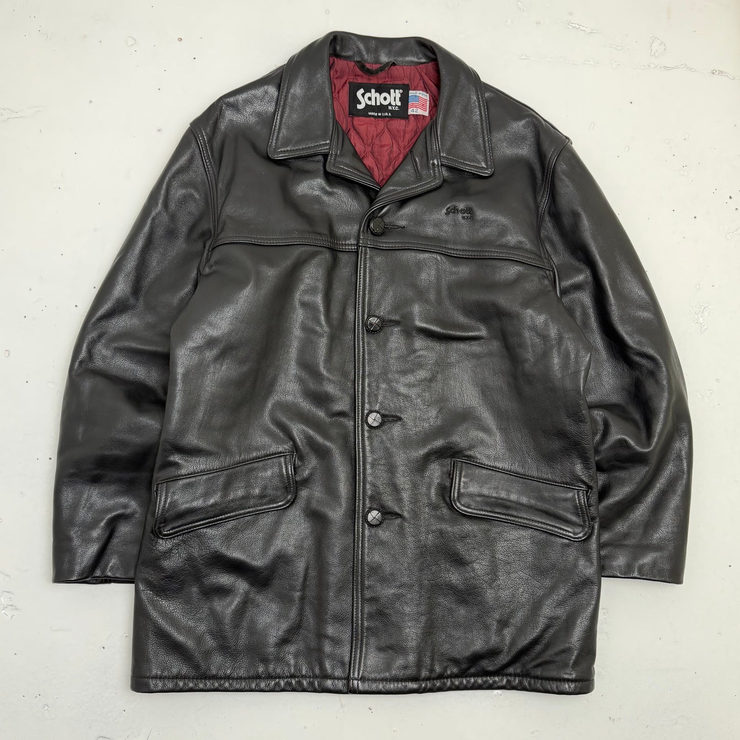 SCHOTT NYC Leather Car Coat