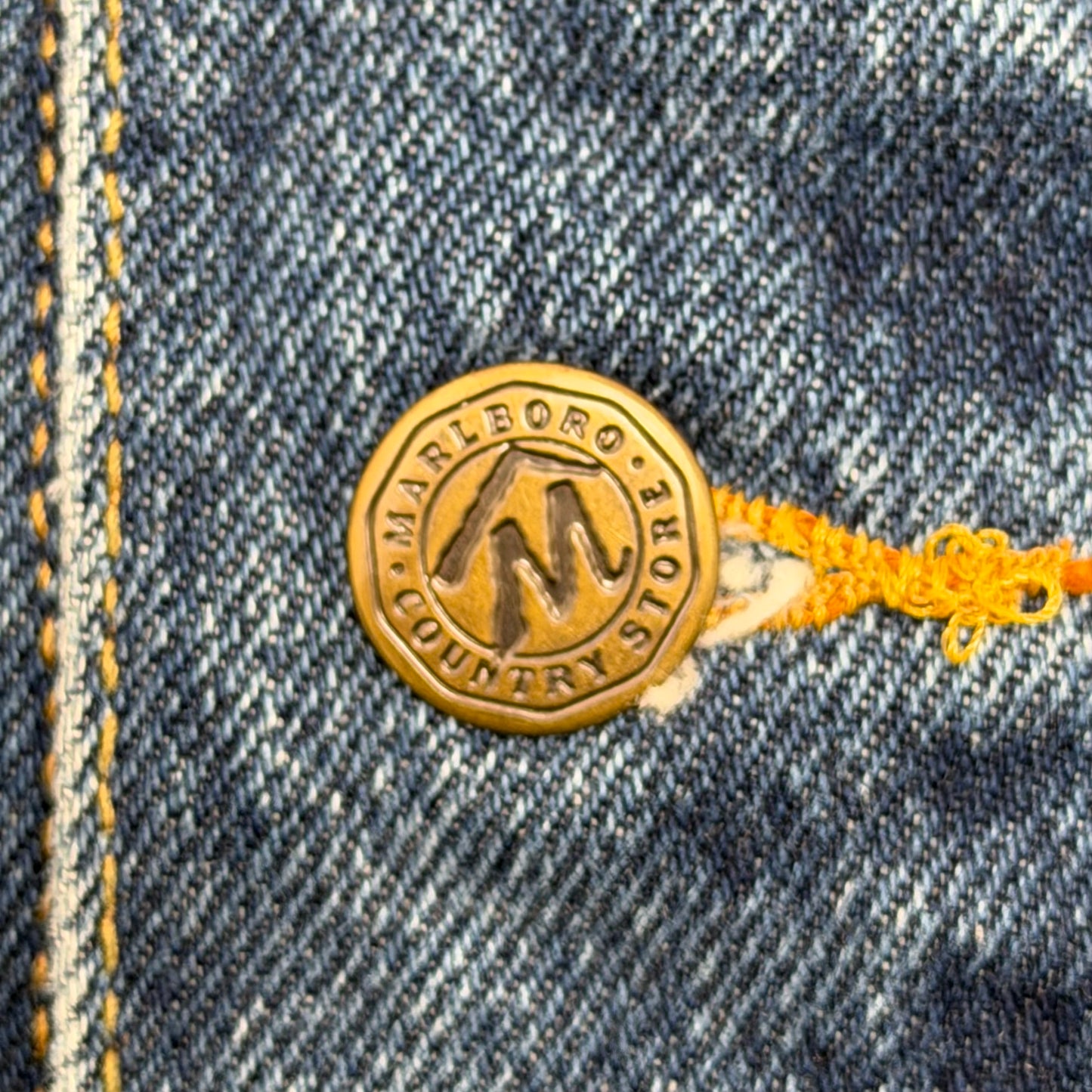 MARLBORO COUNTY STORE 1980’s Denim Jacket / Leather Collar