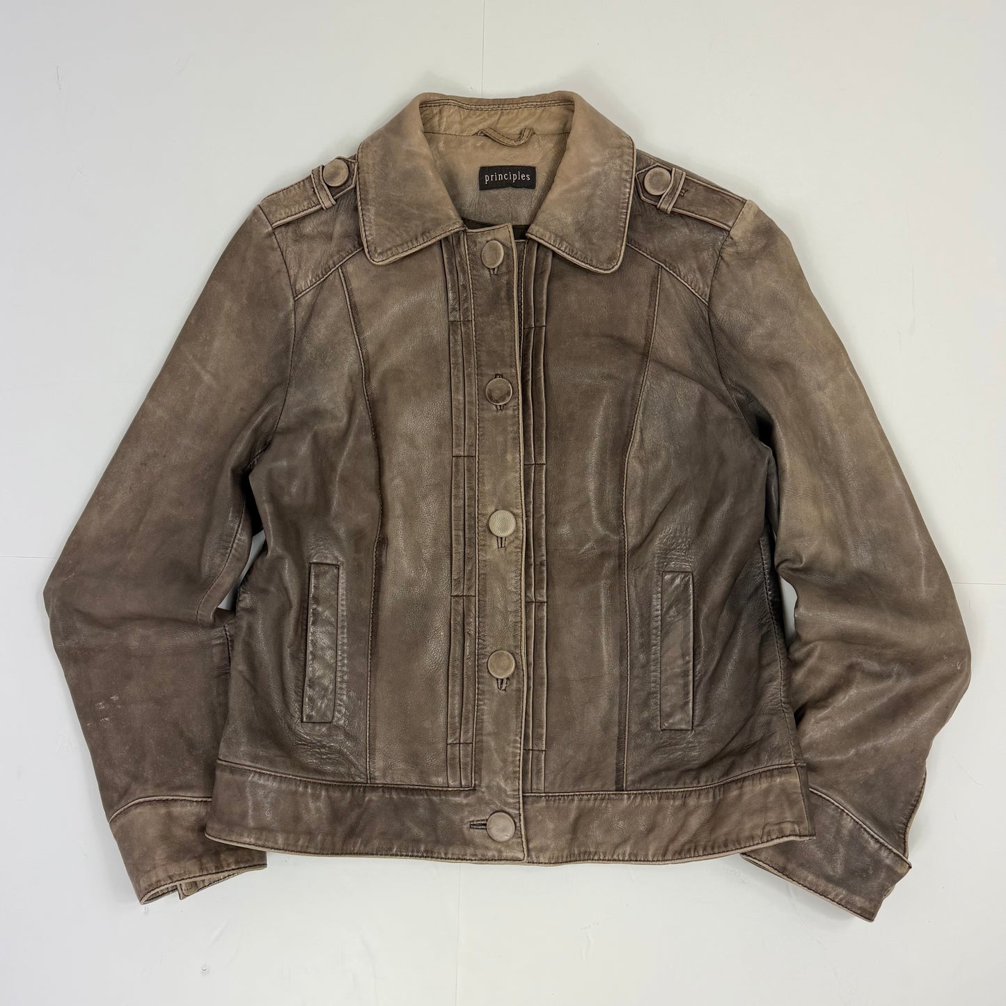 PRINCIPLES Distressed Leather Jacket