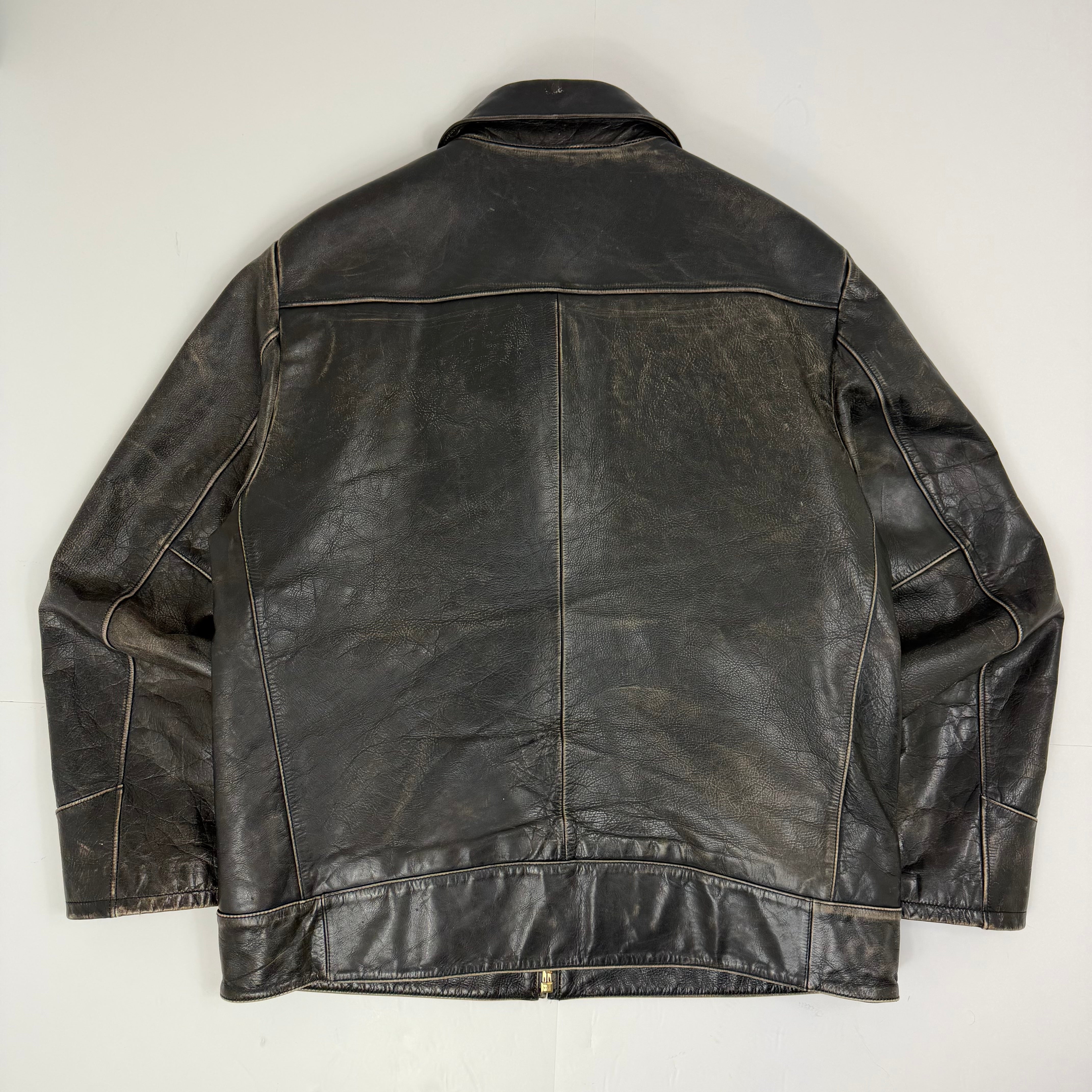 GAP Distressed Sherpa Lined Leather Jacket – WAK-O