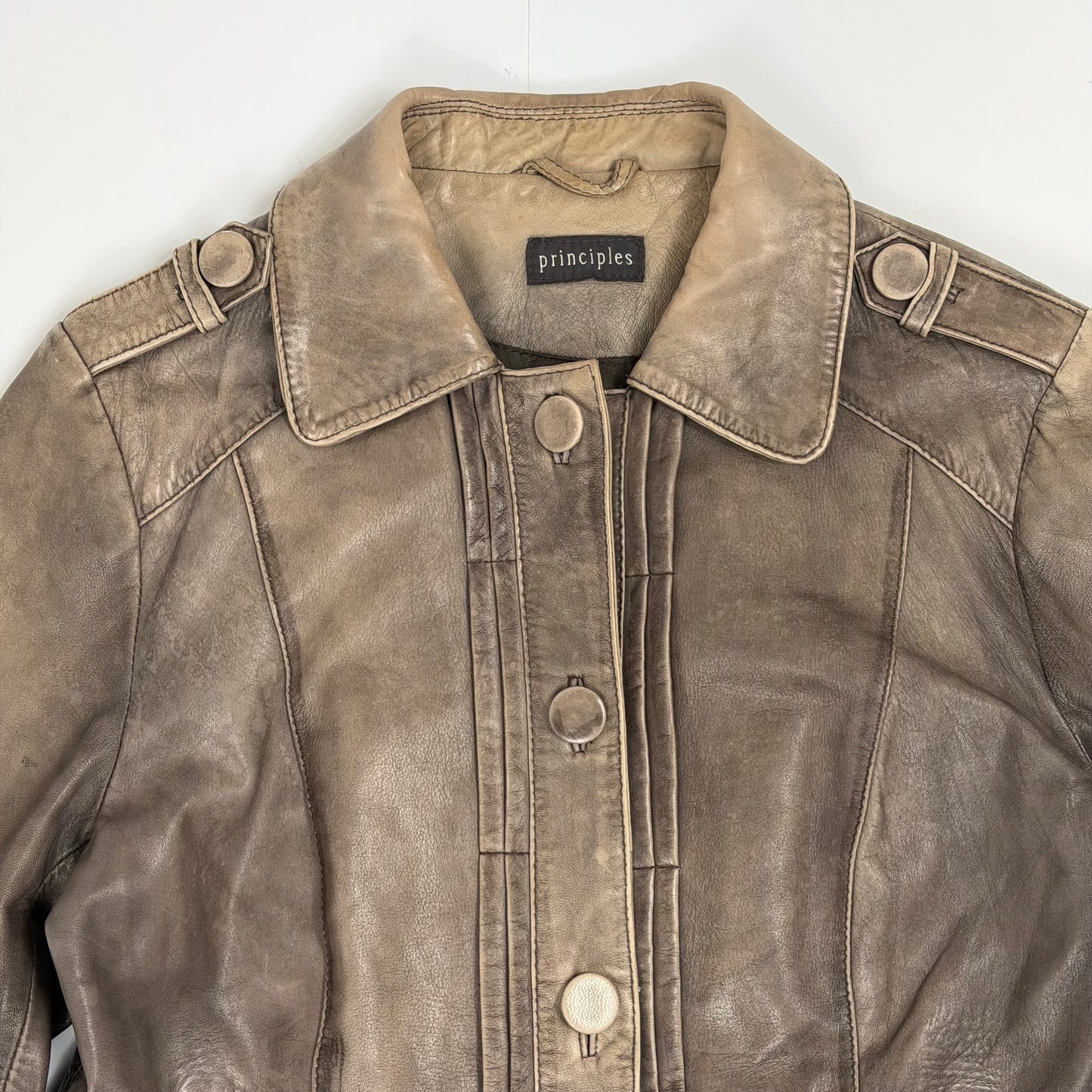 PRINCIPLES Distressed Leather Jacket