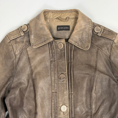 PRINCIPLES Distressed Leather Jacket