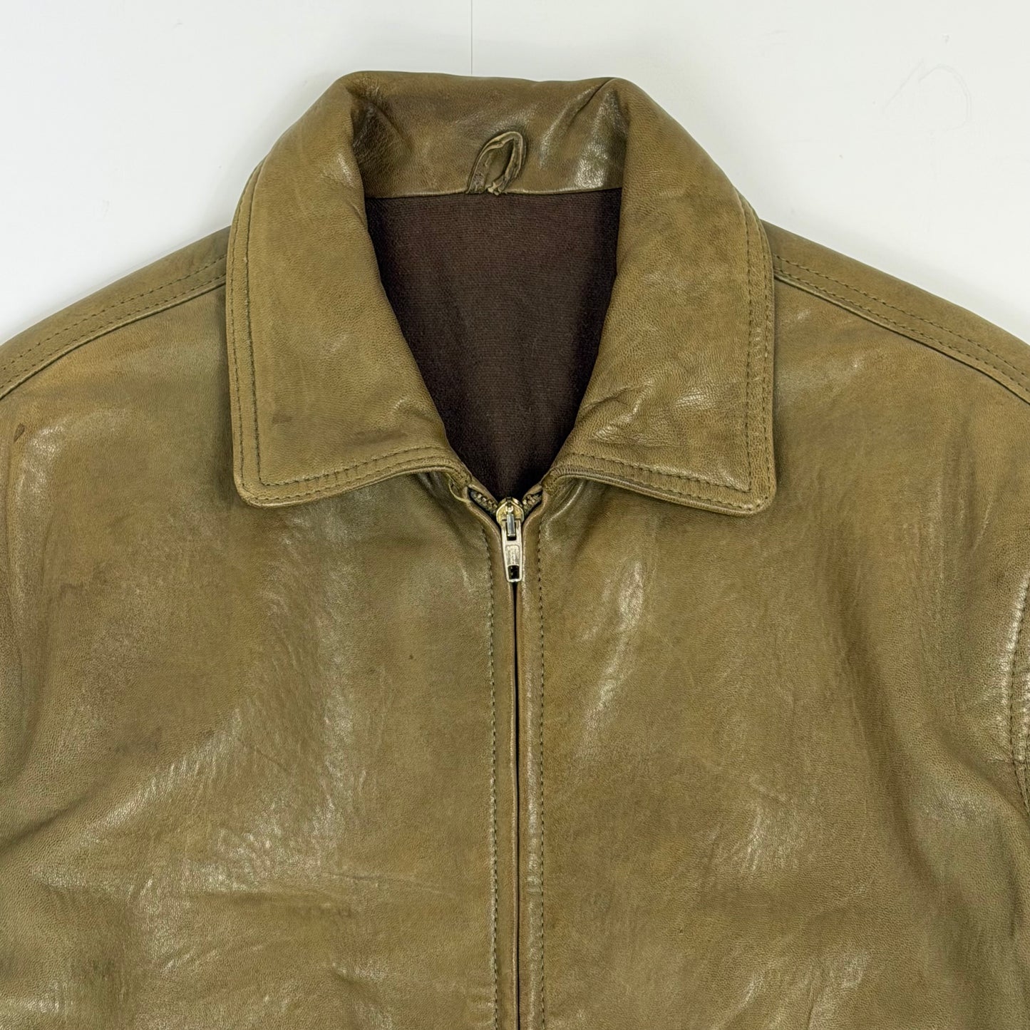 JAEGER Leather Military Style Bomber Jacket