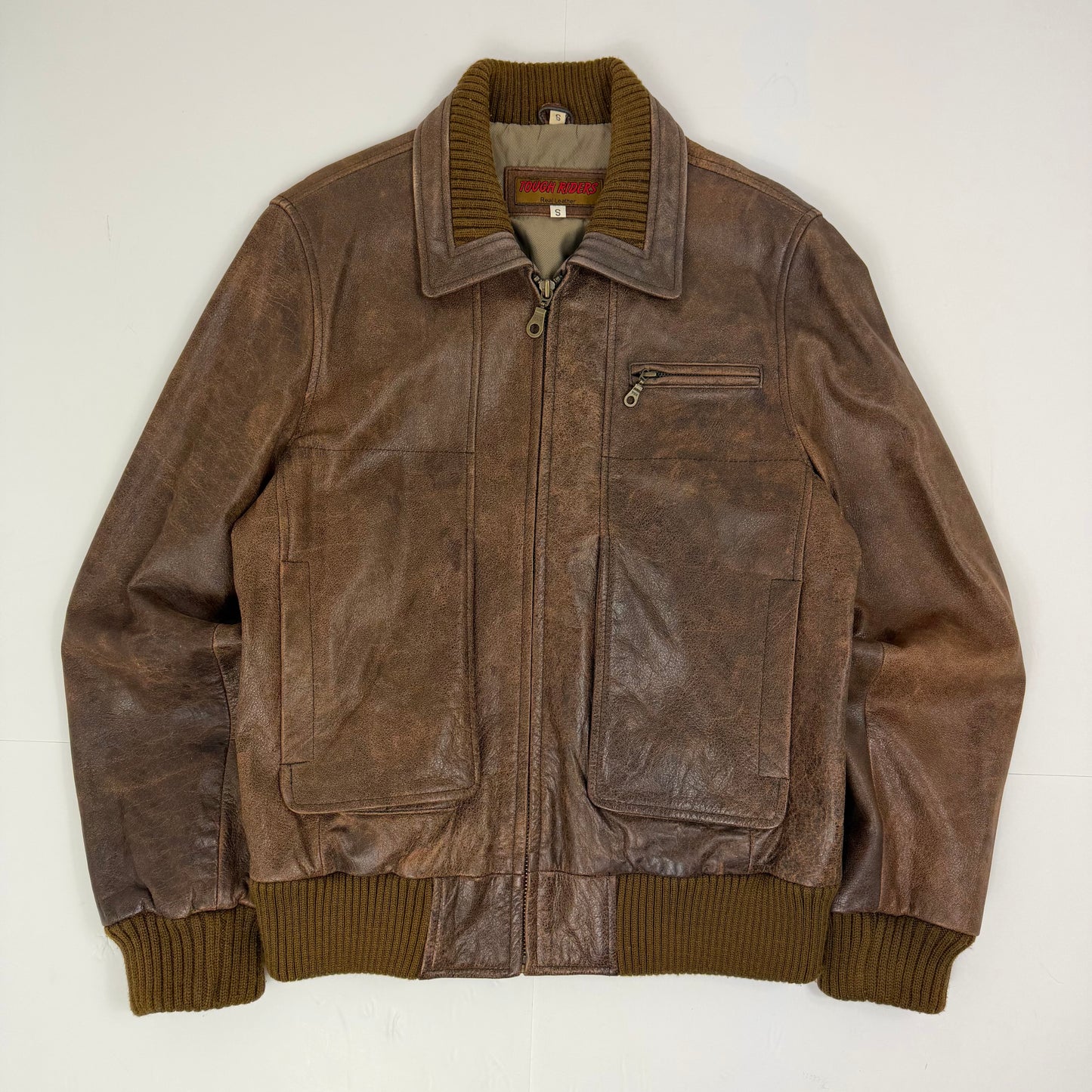 TOUGH RIDERS Leather Bomber Jacket