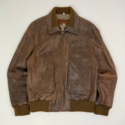 TOUGH RIDERS Leather Bomber Jacket
