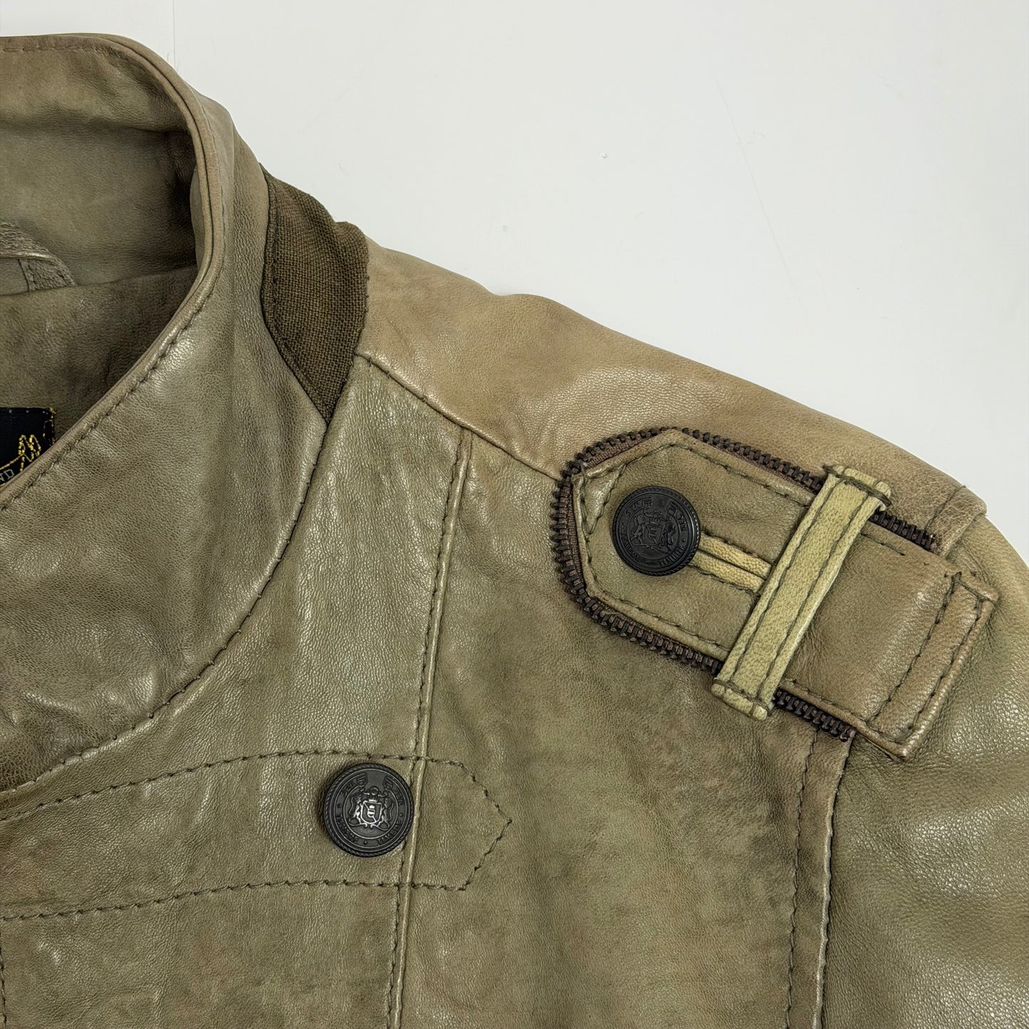 RIVER ISLAND Military Style Leather Jacket